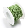 Grass green rhinestone claw chain on a white plastic spool for DIY jewelry making - Light Green
