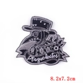 Detailed close-up of a plague doctor embroidered patch for jackets and clothing DIY - Plague Doctor Floral Pattern Style (PE5590CT)