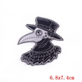 Cartoon plague doctor embroidered patch for clothing DIY, black and white, 6.8x7.4cm - Plague Doctor Top Hat Style (PE5592CT)
