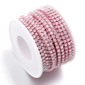 Pink base with transparent rhinestones on a roll for DIY jewelry making and clothing - Pink Base White Rhinestone