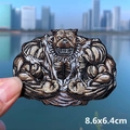 Macro view of muscular bulldog embroidery patch with fine stitching details 8.6x6.4cm - Bodybuilder Bulldog (PE5809CT)