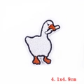 Cartoon white goose embroidery patch for DIY clothes, 4.1x4.9cm animal iron-on applique - Goose Holding Knife (PE5875CT)