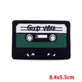 Retro cassette embroidery patch with Good Vibes text for DIY clothing, 8.4x5.5cm size - Hot Melt Adhesive / GOOD VIBES Retro Cassette Tape Style (PE6883CT)