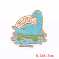Cartoon dinosaur embroidered patch with Believe In Yourself slogan for DIY clothing - Blue Dinosaur With Believe In Yourself Slogan (PE6098CT)