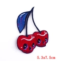 Punk style skull cherry embroidered patch with iron-on backing for DIY clothing decor - Double Skull Cherry Style (PE6036CT)