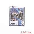 Bestickter Aufnäher mit Berg- und Waldmotiv, Größe 5.5x7.1cm für DIY-Kleidung Zubehör - Polaroid Landschaft Stil (PE5818CT) / 5.5x7.1cm