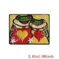 Cartoon frog embroidery patch with red hearts and yellow background in 2.61x1.98 inch size - Yellow Background Heart Frog Style (PE4920CT)