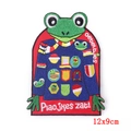 Embroidered 12x9cm Oeteldonk frog patch with blue sweater for DIY clothing decoration - Blue Sweater Frog Style (PE5065CT)