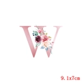 Patch thermocollant lettre W fleurie avec roses roses et violettes de 9.1x7cm - Style Lettre W (TH3971)