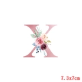 Patch thermocollant lettre X aux fleurs de roses roses et feuilles vertes, 7.3x7cm - Style Lettre X (TH3972)