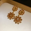 Pendientes vintage con pedrería marrón y ámbar en acabado dorado elegante - Pendientes / Marrón