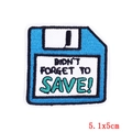 Blue retro floppy disk embroidery patch with Didn't Forget to Save text 5.1x5cm - Floppy Disk Style (PE6242CT) / Self-Adhesive