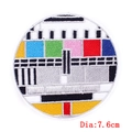 Toppa ricamata rotonda 7,6cm test card TV arcobaleno per riparazione vestiti e decoro DIY - Segnale di Test TV Tondo SMPTE Color Bar (PE6225CT) / Autoadesivo