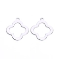 Zwei polierte silberne Kleeblatt-Anhänger mit Aufhängelöchern für DIY-Schmuckherstellung - 24# Kleeblatt (18*18mm)