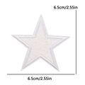 White glitter star embroidered patch with white border measuring 6.5cm for clothing - 6.5cm款式(PE16385CT) / White