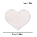 Toppa ricamata a cuore rosa chiaro glitterato per vestiti dimensioni 5cm x 6,2cm - Grande (6.2x5cm) / Bianco