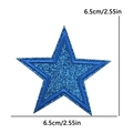 Blue glitter star embroidery patch for clothing decoration, size 6.5cm 2.55in - 6.5cm款式(PE16385CT) / Sapphire Blue
