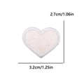 Toppa ricamata cuore rosa glitterato con dimensioni 3,2cm x 2,7cm per cappelli e borse - Piccolo (3.2x2.7cm) / Bianco