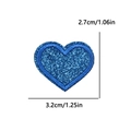 Toppa ricamata a cuore blu glitter per abbigliamento di dimensioni 3,2 cm x 2,7 cm - Piccolo (3.2x2.7cm) / Blu Reale