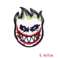 Parche bordado punk creativo con pelo de llamas verdes y cara de joker, tamaño 5,4x7cm - Estilo Cara De Esqueleto Estilo Joker (PE6433CT)