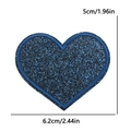Glittery dark blue heart embroidered patch with sequins measuring 6.2cm for clothing - Large (6.2x5cm) / Navy Blue