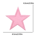 Pink glitter star embroidery patch for kids clothes with 6.5cm measurement scale - 6.5cm款式(PE16385CT) / Pink