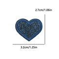 Dark blue glitter heart embroidery patch for clothing and hats, size 3.2cm x 2.7cm - Small (3.2x2.7cm) / Navy Blue