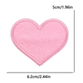 Pink glitter heart embroidery patch for clothing and bags measuring 6.2cm by 5cm - Large (6.2x5cm) / Pink