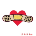 Cartoon heart and bandage embroidery patch for DIY clothing repair 10.6x5.4cm - Band-aid Red Heart (PE6624CT) / Self-Adhesive