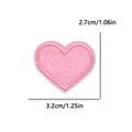 Pink glitter heart embroidery patch with size dimensions 3.2cm for clothing and bags - Small (3.2x2.7cm) / Pink