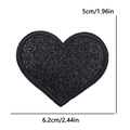 Glittery black heart embroidered patch with shiny sequins for clothing and hats - Large (6.2x5cm) / Black