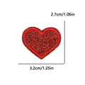 Red glitter heart embroidery patch with size labels 3.2cm width and 2.7cm height - Small (3.2x2.7cm) / Burgundy