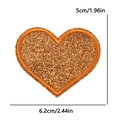Golden glitter heart embroidery patch for clothing and hats measured at 6.2cm x 5cm - Large (6.2x5cm) / Orange