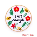 Toppa ricamata tonda I AM enough da 7,6 cm con motivi floreali e bordo dorato - Stile Floreale Sono Abbastanza (PE6341CT)