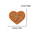 Glitter heart embroidery patch in golden orange color with 3.2cm size measurements - Small (3.2x2.7cm) / Orange