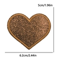 Glitter heart embroidery patch in brown color, sized 6.2x5cm for hats and bags - Large (6.2x5cm) / Coffee