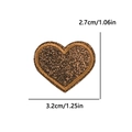 Brown glitter heart embroidery patch for hats and bags, measuring 3.2cm by 2.7cm - Small (3.2x2.7cm) / Coffee