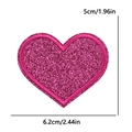 Dark pink glitter heart embroidered patch with size 6.2x5cm for clothing accessories - Large (6.2x5cm) / Rose Red