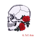Patch brodé punk crâne et roses rouges pour vêtements DIY 6.7x7.6cm - Crâne avec Rose (PE6608CT)