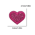 Rose pink glitter heart embroidery patch with sequins measuring 3.2cm by 2.7cm - Small (3.2x2.7cm) / Rose Red