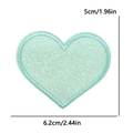 Mint green glitter heart embroidery patch with size details for hats and bags - Large (6.2x5cm) / Mint Green
