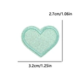 Mint green glitter heart embroidery patch with dimensions 3.2cm width and 2.7cm height - Small (3.2x2.7cm) / Mint Green