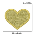 Bright yellow glitter heart patch with embroidery border for DIY clothing and hats - Large (6.2x5cm) / Light gold