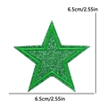 Green glitter star embroidery patch with sequin texture, size 6.5cm for DIY decor - 6.5cm款式(PE16385CT) / Dark Green