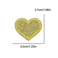 Glittery gold heart embroidery patch with sequin finish measuring 3.2cm by 2.7cm - Small (3.2x2.7cm) / Light gold