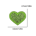 Green glitter heart embroidery patch with sequin finish for clothing and hats 3.2x2.7cm - Small (3.2x2.7cm) / Light Green