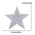 Sparkling silver glitter star embroidery patch with 6.5cm dimensions for clothing decor - 6.5cm款式(PE16385CT) / Silver