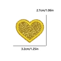 Golden glitter heart embroidery patch with precise dimensions for hats and bags decoration - Small (3.2x2.7cm) / Dark Gold