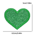 Green glitter heart embroidery patch with sequins for clothing and bags, 6.2cm x 5cm - Large (6.2x5cm) / Dark Green