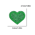 Green glitter heart embroidery patch measuring 3.2cm x 2.7cm for hats and bags - Small (3.2x2.7cm) / Dark Green
